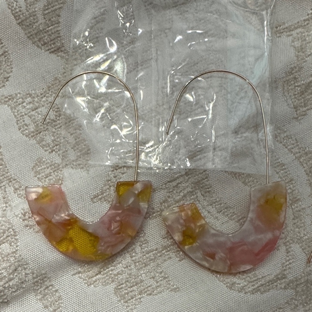 Colorful Resin Hoop Earrings Set - Picture 3 of 4